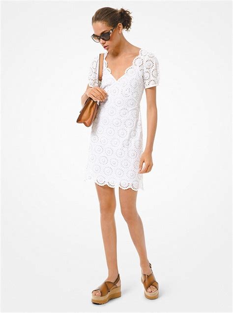 michael kors pleated broderie anglaise dress|Embellished Broderie Anglaise Cotton Dress .